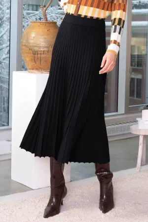 Alison Sheri A44178 Skirt Pleated Knit Black