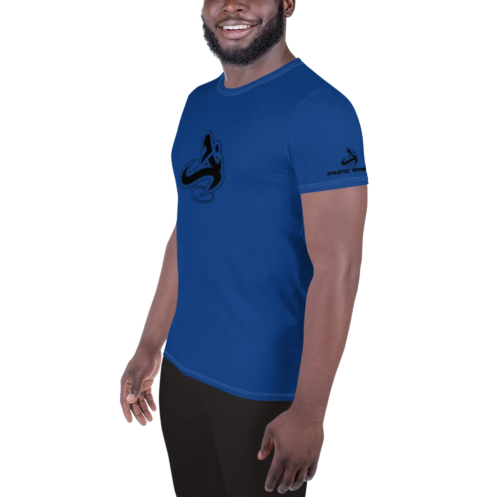 Athletic Apparatus Blue 2 Black logo White Stitch Men's Athletic T-shirt