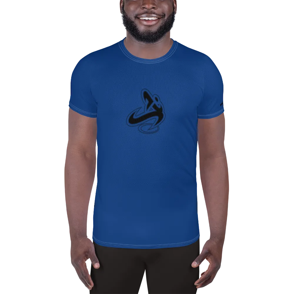 Athletic Apparatus Blue 2 Black logo White Stitch Men's Athletic T-shirt