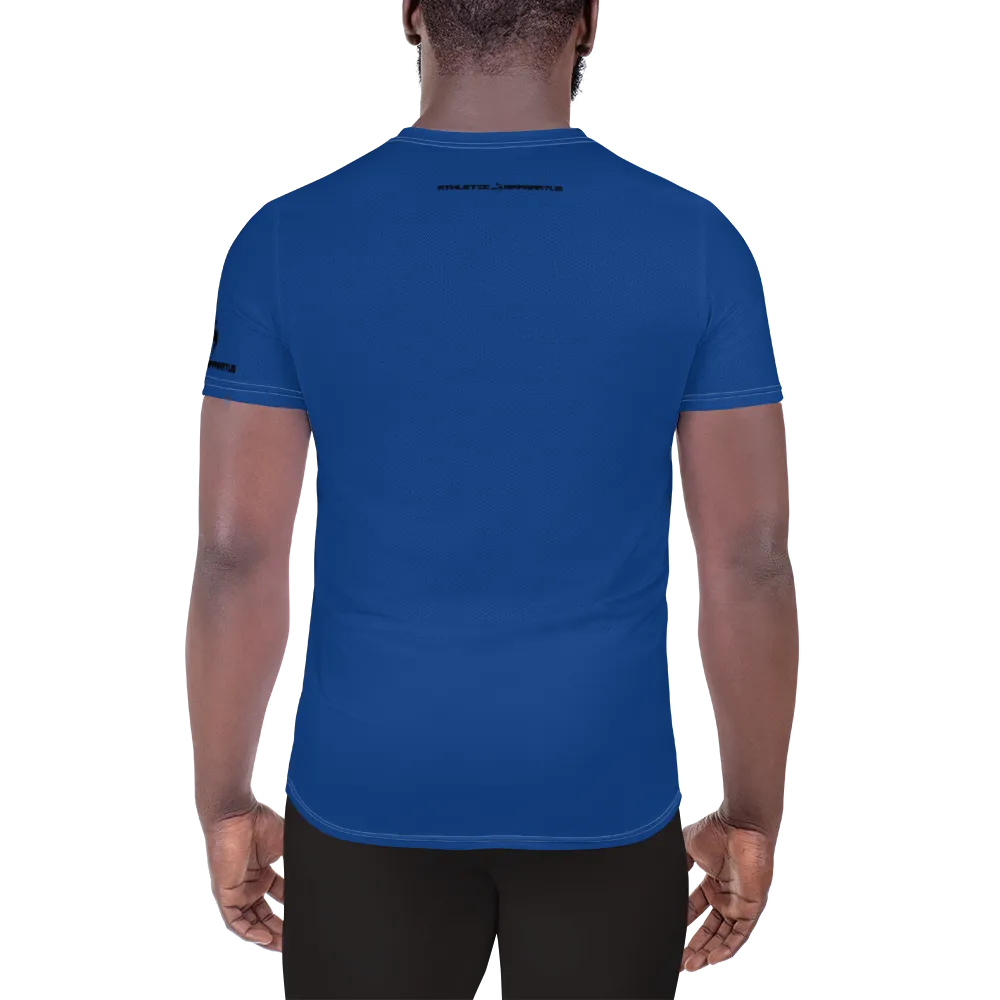 Athletic Apparatus Blue 2 Black logo White Stitch Men's Athletic T-shirt