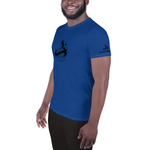 Athletic Apparatus Blue 2 Black logo White Stitch Men's Athletic T-shirt