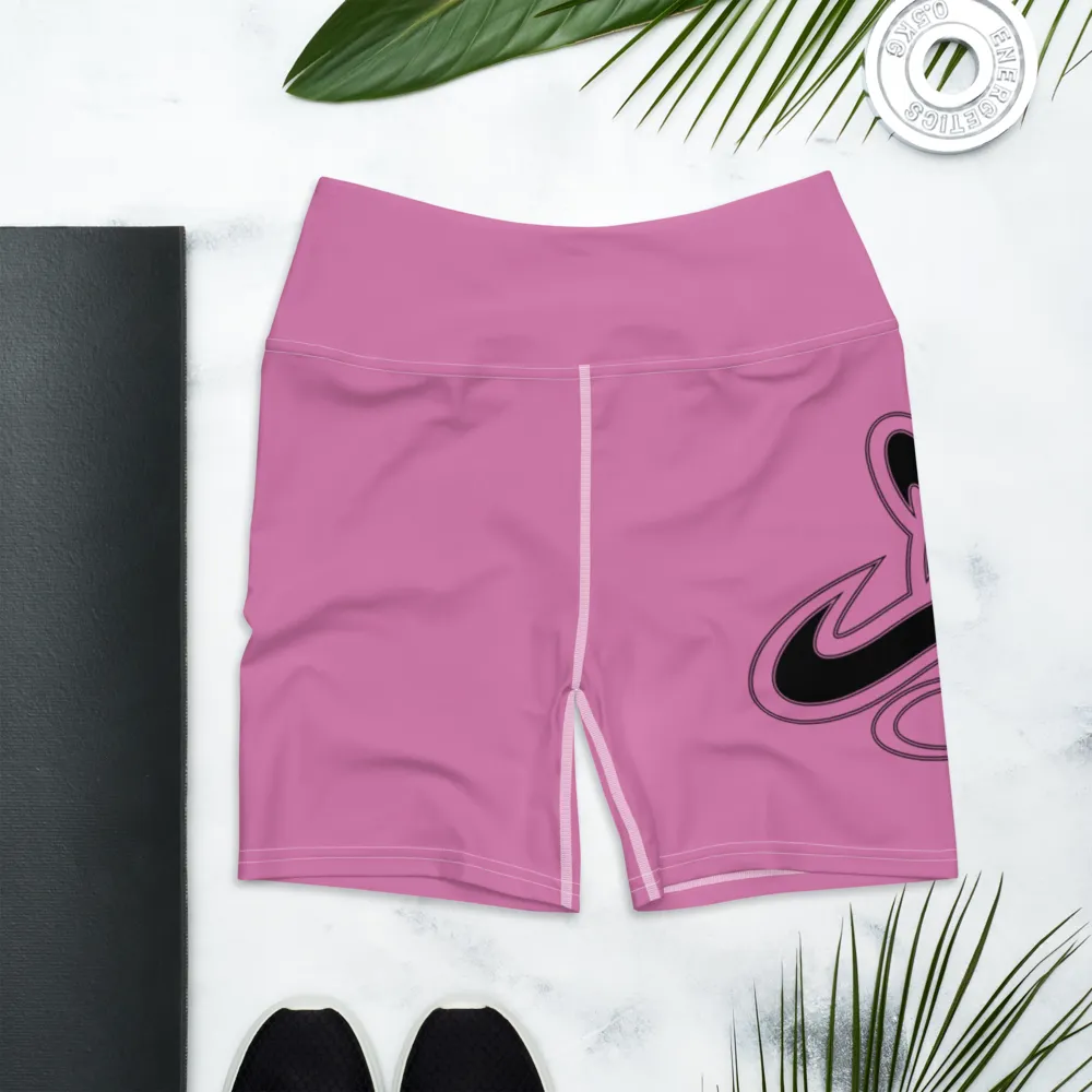 Athletic Apparatus Pink 1 Black logo White stitch Yoga Shorts