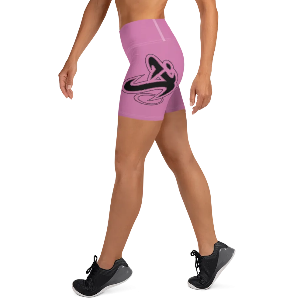Athletic Apparatus Pink 1 Black logo White stitch Yoga Shorts