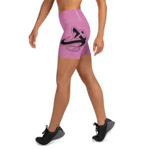 Athletic Apparatus Pink 1 Black logo White stitch Yoga Shorts