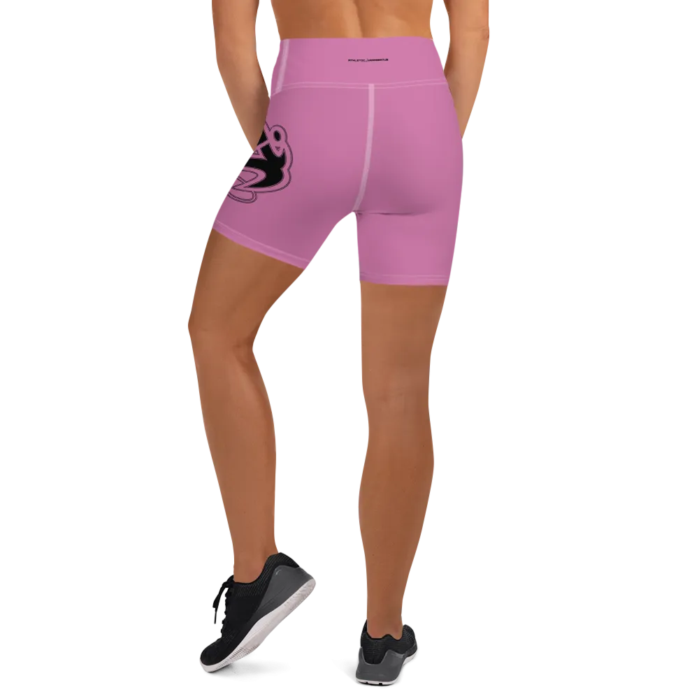 Athletic Apparatus Pink 1 Black logo White stitch Yoga Shorts