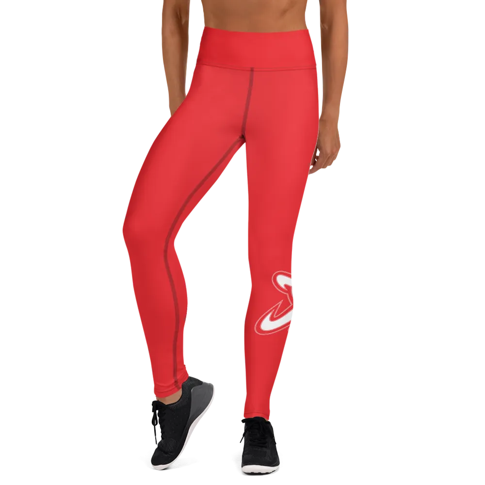 Athletic Apparatus Red 1 White Logo V3 Yoga Leggings