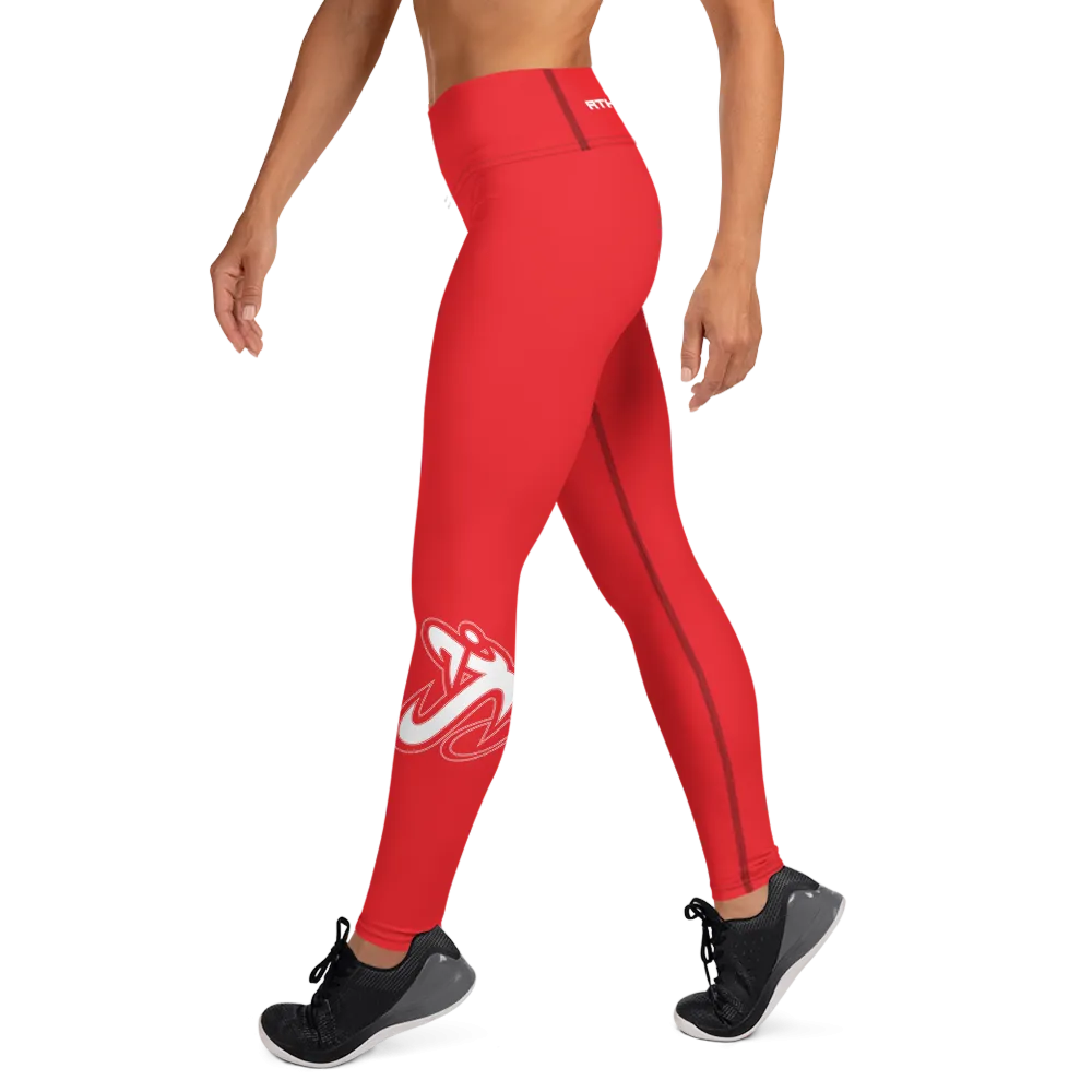 Athletic Apparatus Red 1 White Logo V3 Yoga Leggings