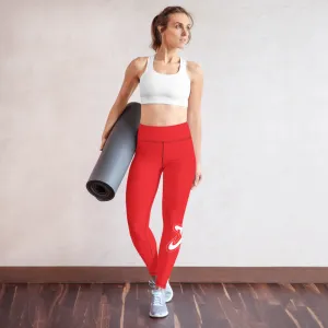 Athletic Apparatus Red 1 White Logo V3 Yoga Leggings