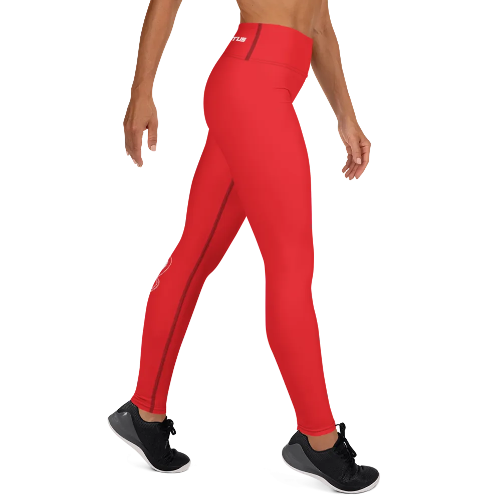 Athletic Apparatus Red 1 White Logo V3 Yoga Leggings