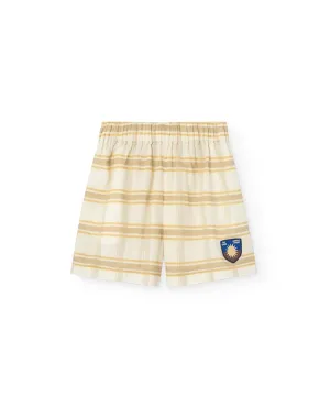 Beige Shield Bee Bermuda Shorts