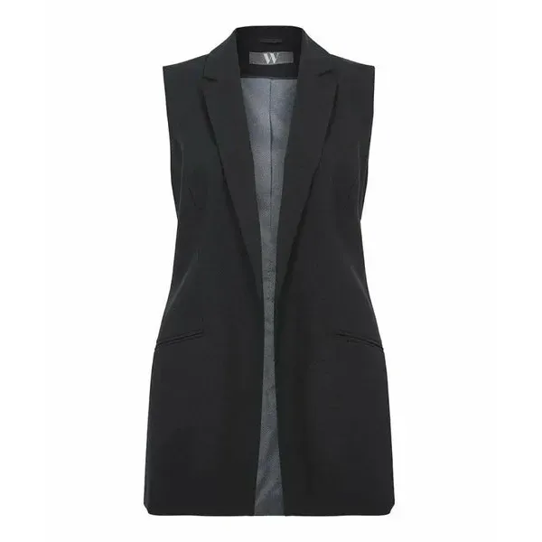 Black Formal Open Front Sleeveless Blazer