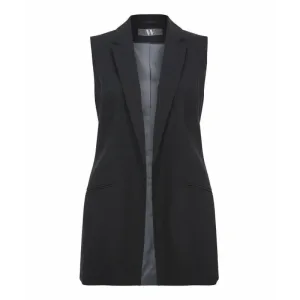 Black Formal Open Front Sleeveless Blazer