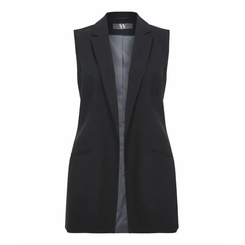 Black Formal Open Front Sleeveless Blazer