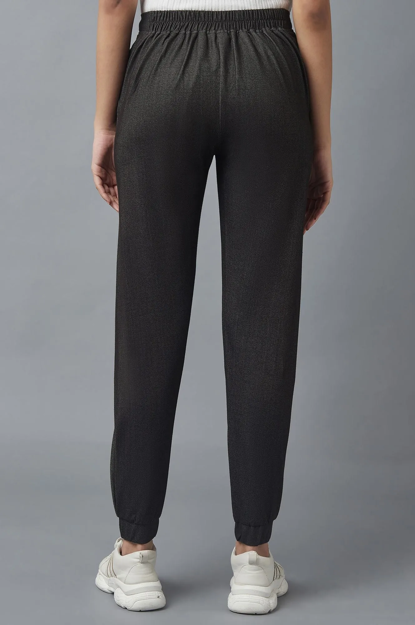 Black Inverted Box Pleat Joggers