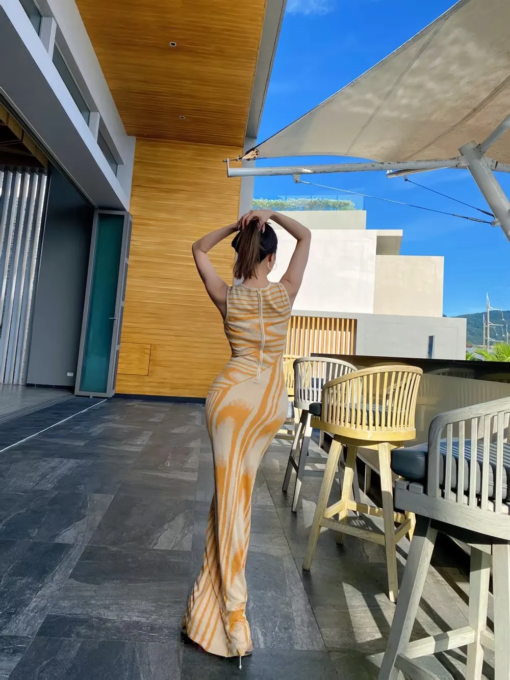 Chic Abstract Knitted Long Dress
