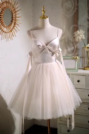 Chic Beading Bowknot Lace Up Short Homecoming Dresses