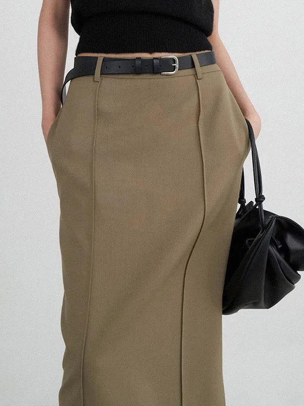 CHICMY-Graduation gift, graduation evening dress Split-Back Solid Color Loose High Waisted Skirts Bottoms