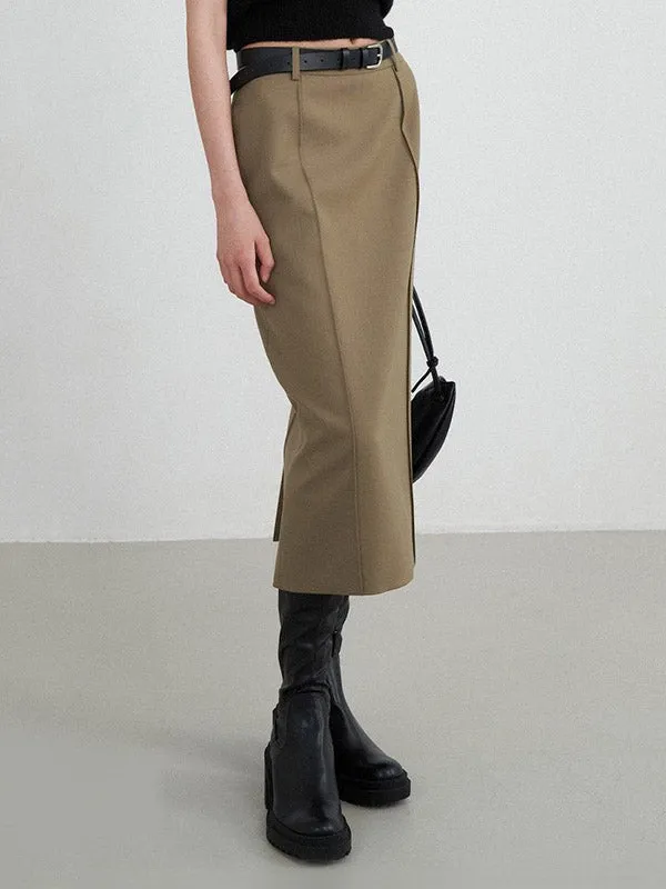CHICMY-Graduation gift, graduation evening dress Split-Back Solid Color Loose High Waisted Skirts Bottoms