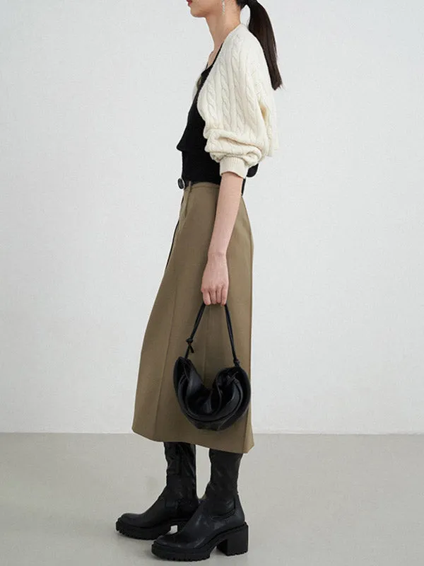 CHICMY-Graduation gift, graduation evening dress Split-Back Solid Color Loose High Waisted Skirts Bottoms