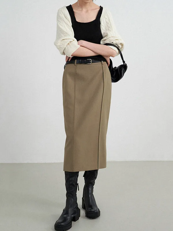 CHICMY-Graduation gift, graduation evening dress Split-Back Solid Color Loose High Waisted Skirts Bottoms
