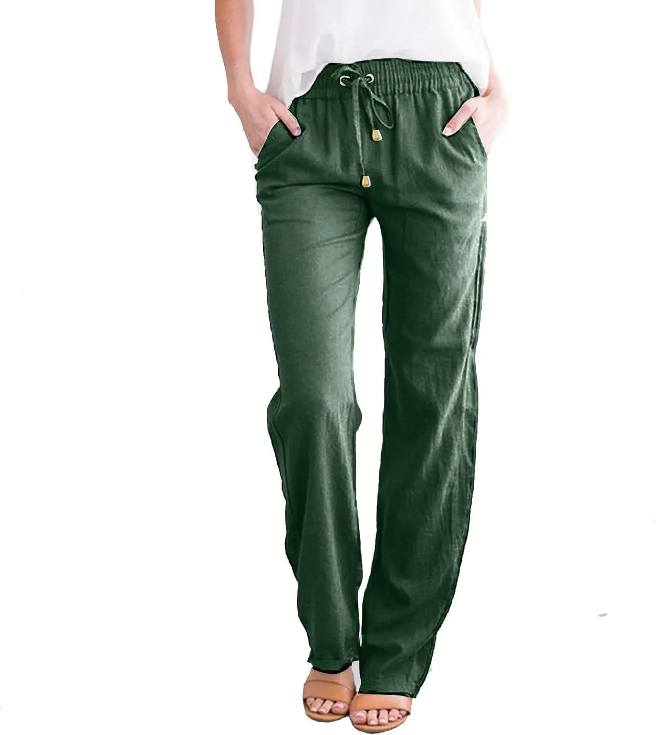 Corduroy Pleated Pants for Women Winter Twill Travel Thermal with Pockets Straight Leg Straight Leg