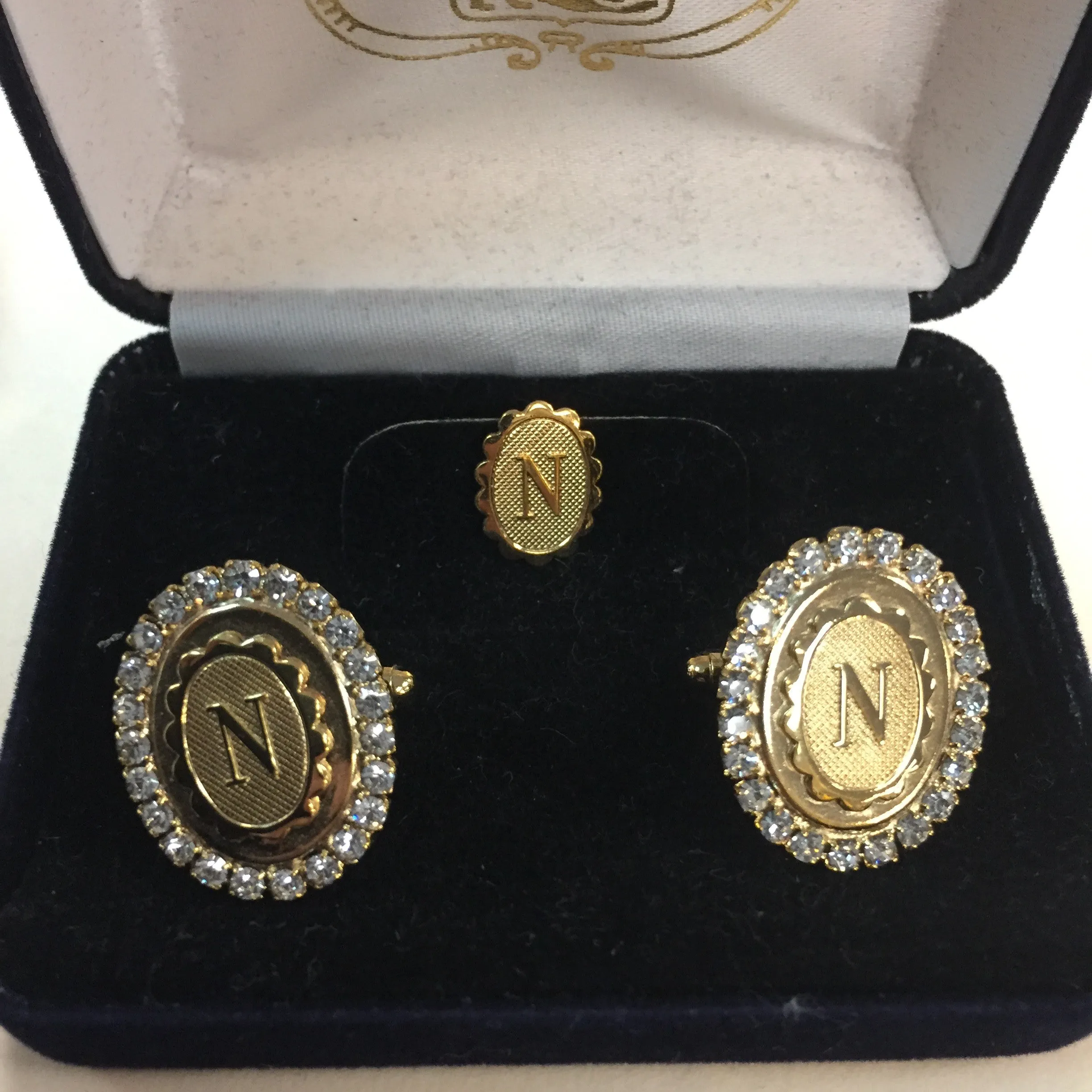 Cufflinks with Tie Clip - Initials-Gold