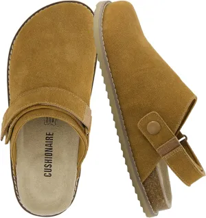 CUSHIONAIRE Women's Boulder Genuine Suede Clog with Swivel Strap  Lightweight EVA Sole, Memory Foam Insole, Wide Widths Available