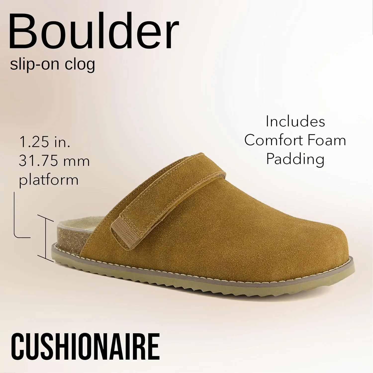 CUSHIONAIRE Women's Boulder Genuine Suede Clog with Swivel Strap  Lightweight EVA Sole, Memory Foam Insole, Wide Widths Available