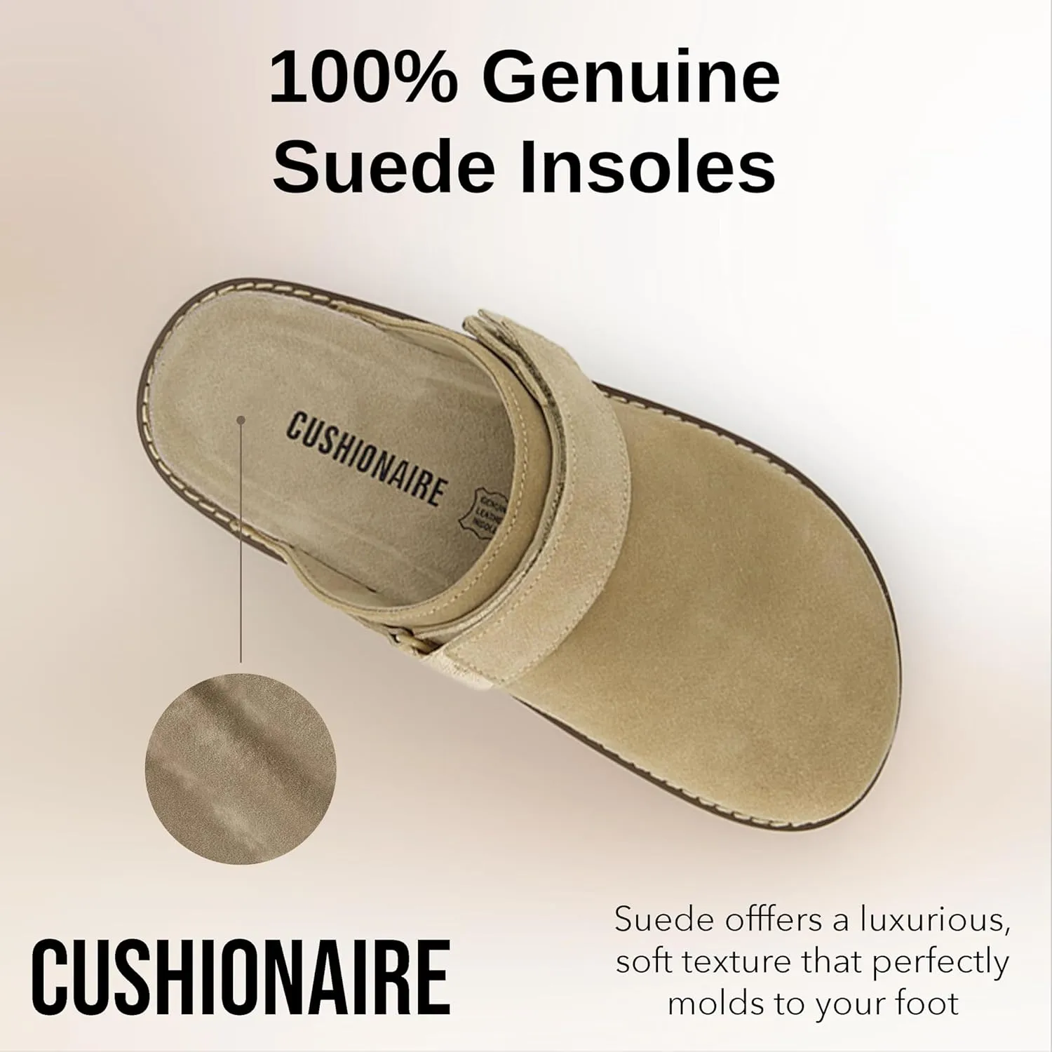 CUSHIONAIRE Women's Boulder Genuine Suede Clog with Swivel Strap  Lightweight EVA Sole, Memory Foam Insole, Wide Widths Available
