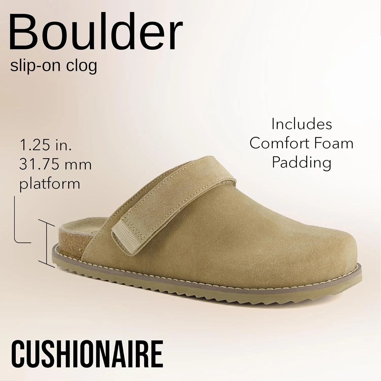 CUSHIONAIRE Women's Boulder Genuine Suede Clog with Swivel Strap  Lightweight EVA Sole, Memory Foam Insole, Wide Widths Available
