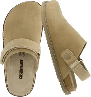 CUSHIONAIRE Women's Boulder Genuine Suede Clog with Swivel Strap  Lightweight EVA Sole, Memory Foam Insole, Wide Widths Available