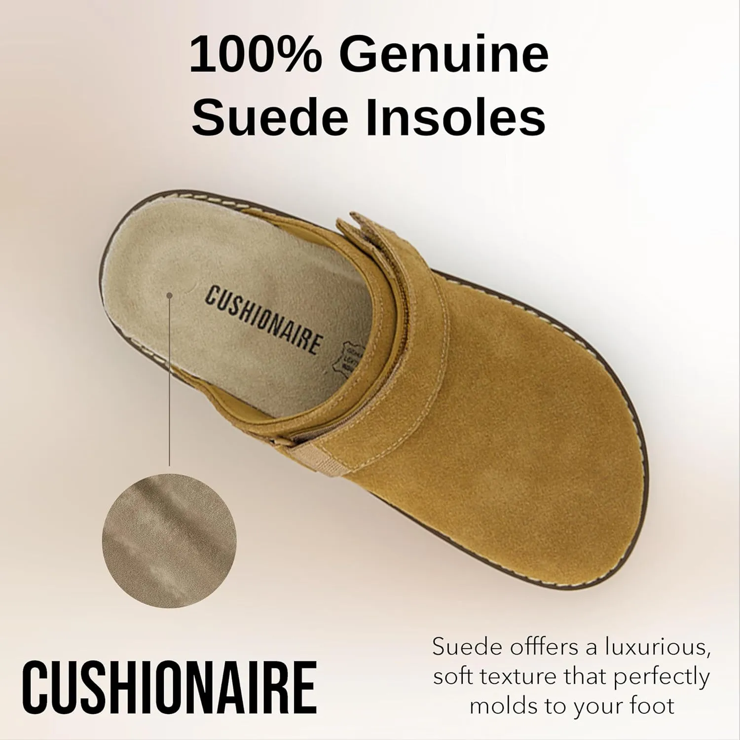 CUSHIONAIRE Women's Boulder Genuine Suede Clog with Swivel Strap  Lightweight EVA Sole, Memory Foam Insole, Wide Widths Available