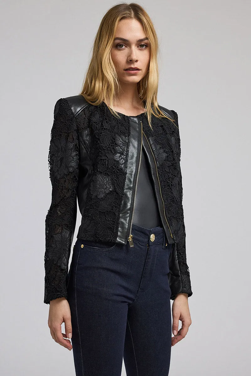 DALMA VEGAN LEATHER GUIPURE JACKET