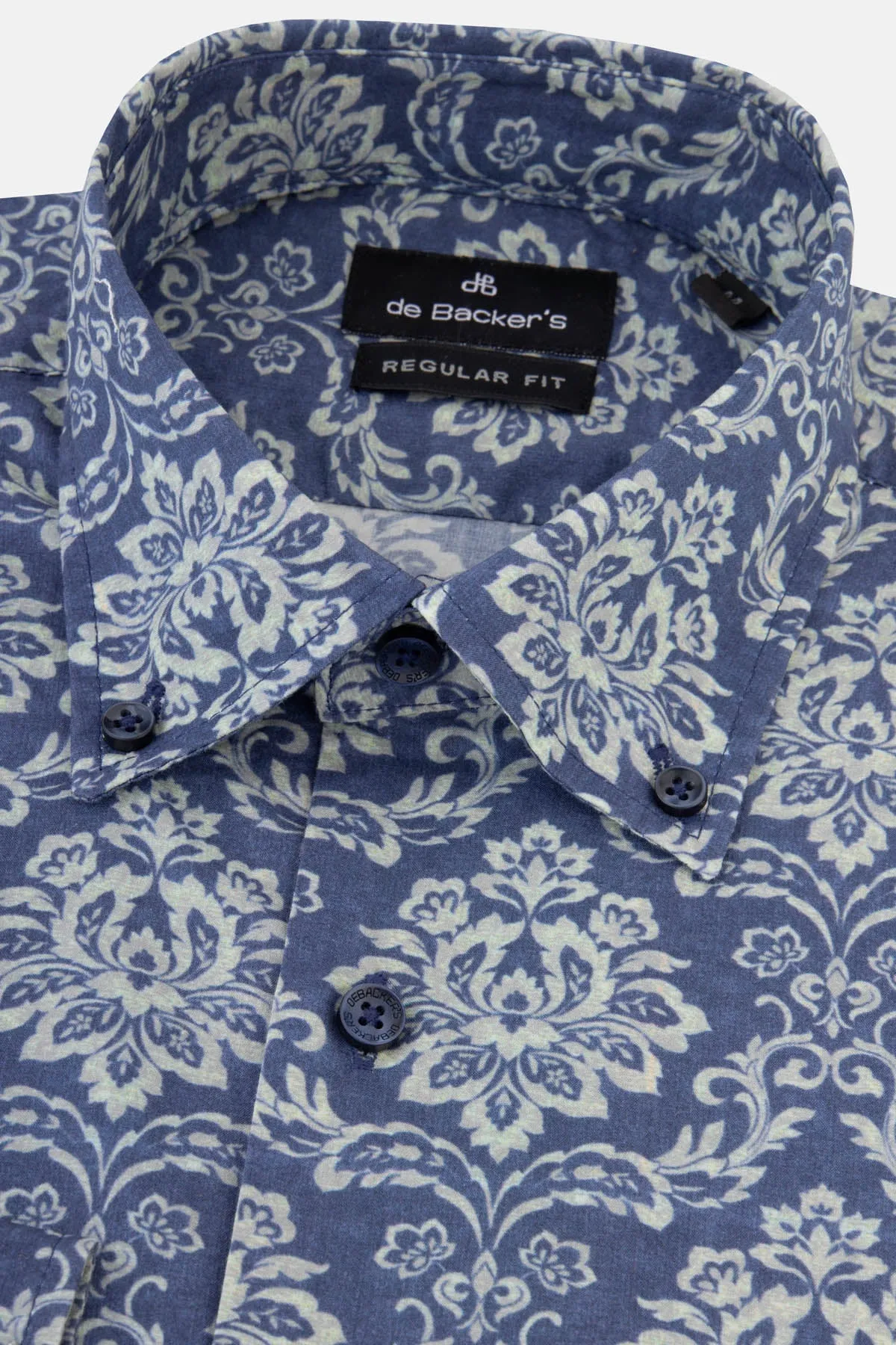 Damask Printed Blue Casual Shirt