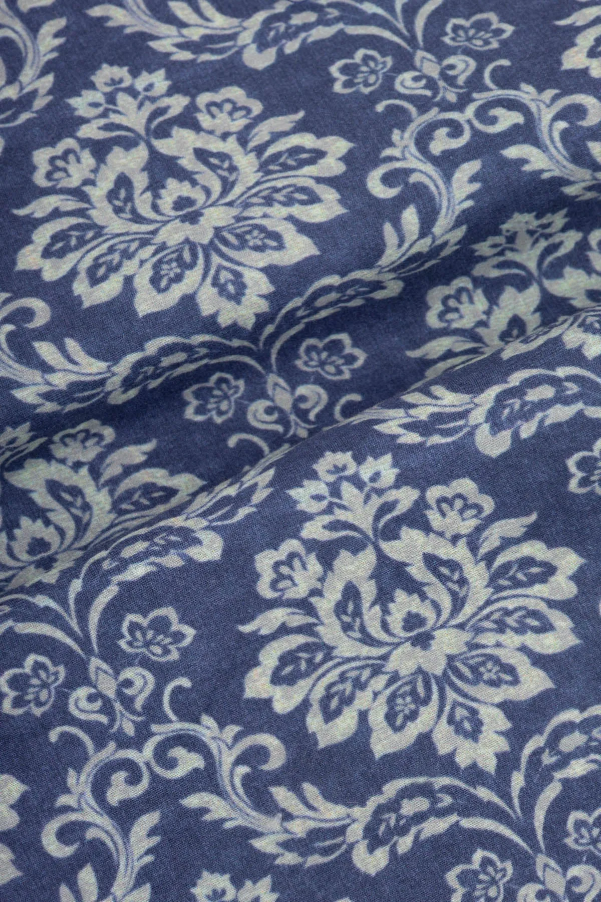 Damask Printed Blue Casual Shirt