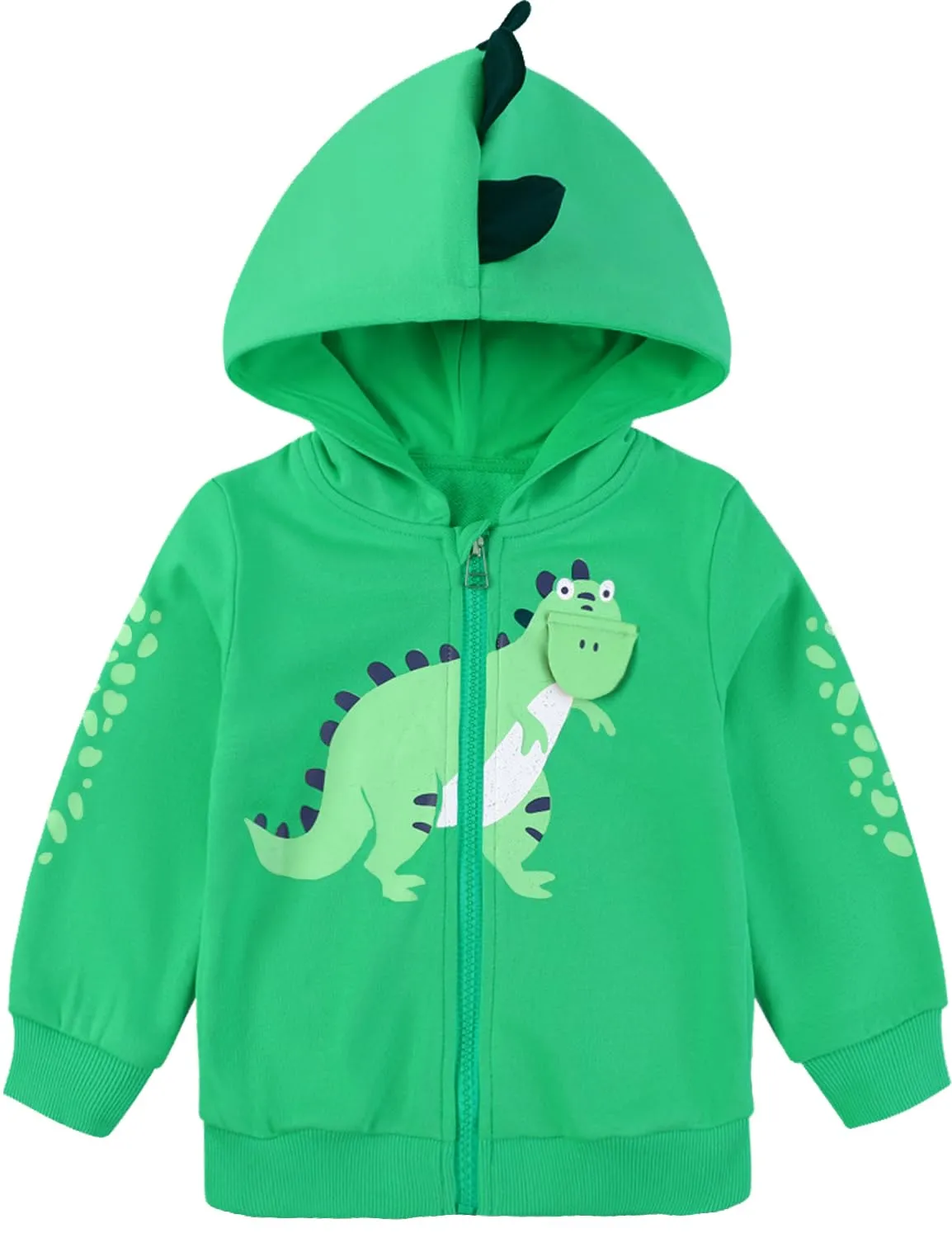DDSOL Baby Boy Long Sleeve Jacket Clothes Toddler Zip-up Hoodies Dinosaur Sport Sweatshirt for 3-4 Years