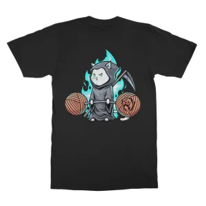 Deadlifting Reaper Cat (Back Print) T-shirt (UK)
