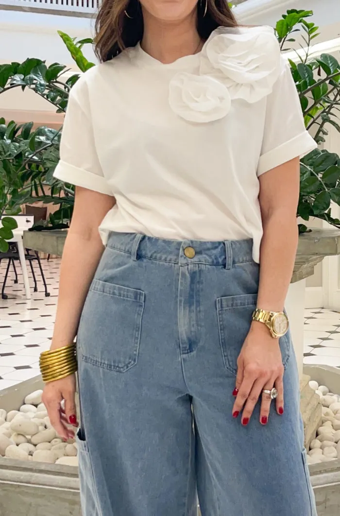 Denim Cargo Straight Leg Pants