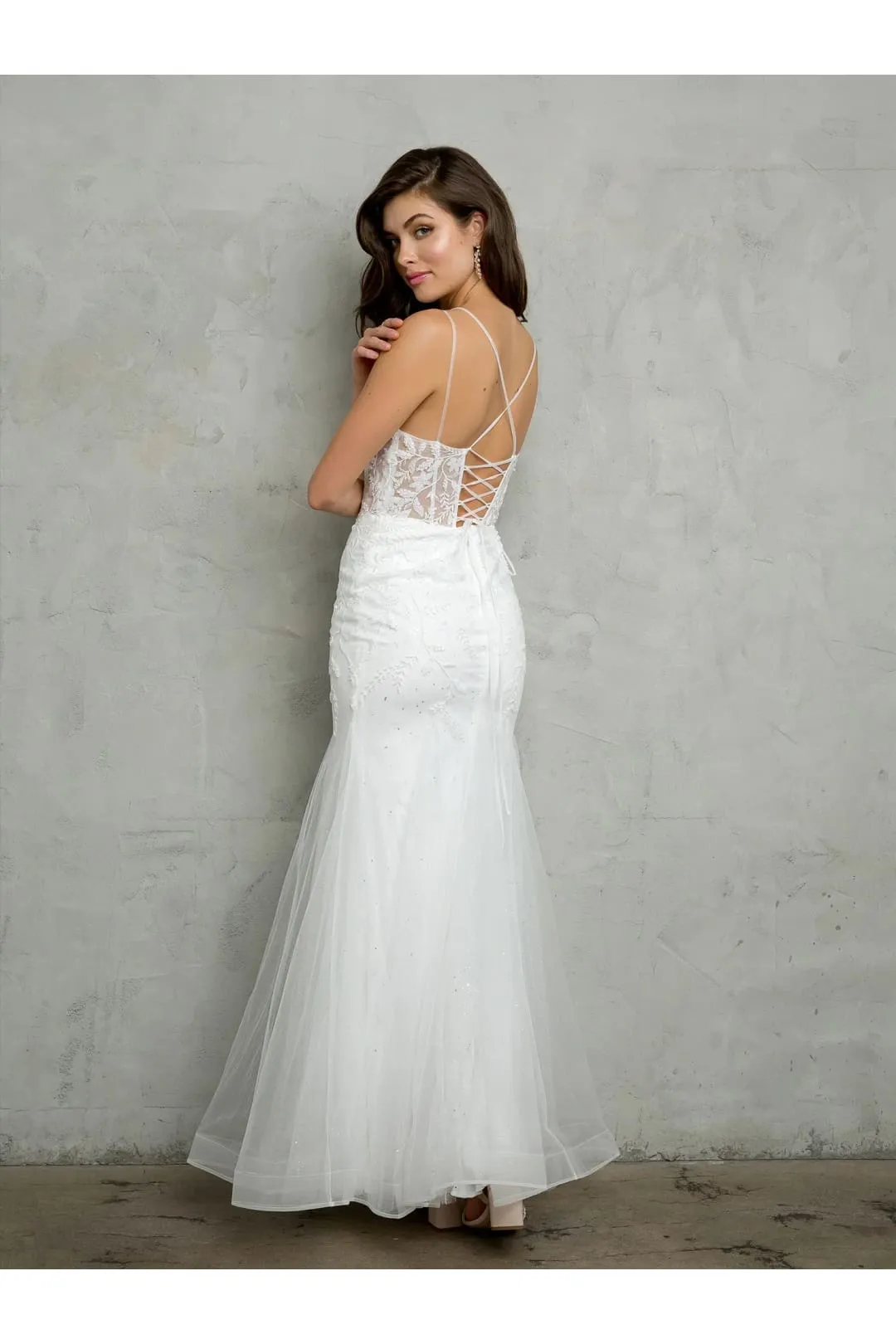 Eva USA 5257 Long Fitted Beaded Sequin Formal Prom Dress