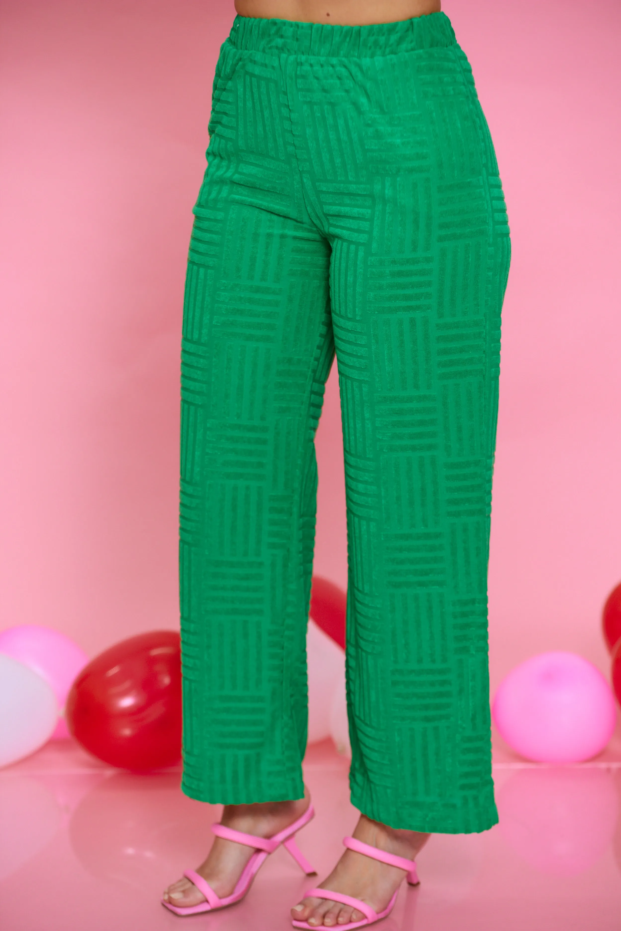 Feel The Love Textured Pants - Green