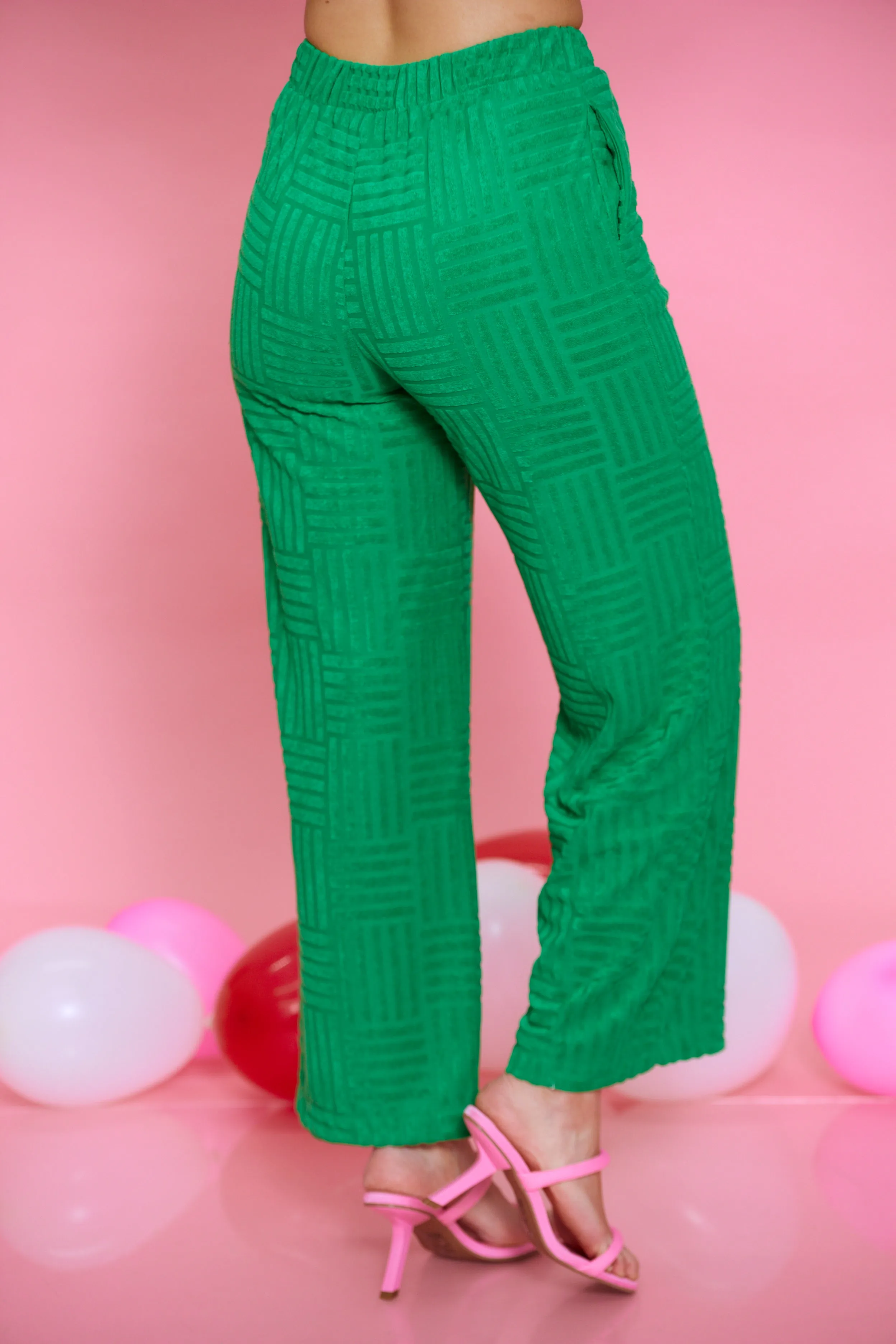 Feel The Love Textured Pants - Green