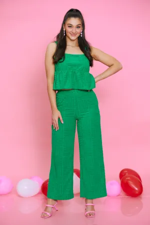 Feel The Love Textured Pants - Green