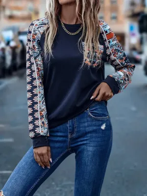 Flora - Floral sleeve women's long sleeve top for comfort