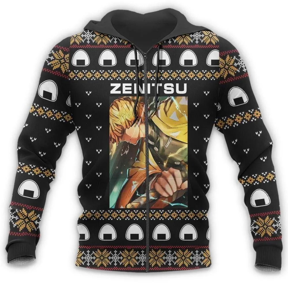 Giftngon - Zenitsu Agatsuma Ugly Christmas Sweater Demon Slayer Anime Custom Xmas Clothes