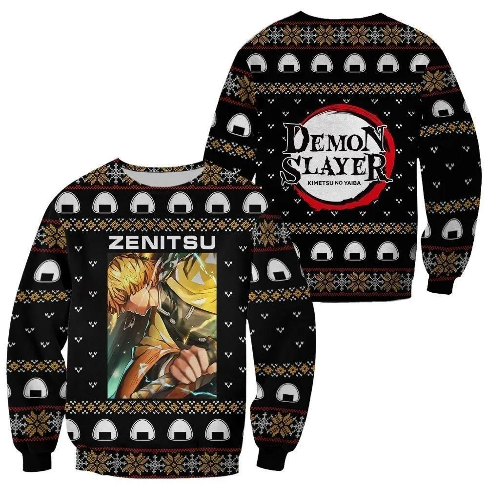 Giftngon - Zenitsu Agatsuma Ugly Christmas Sweater Demon Slayer Anime Custom Xmas Clothes