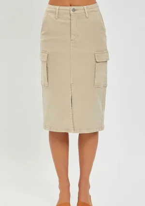 hirise midi cargo skirt
