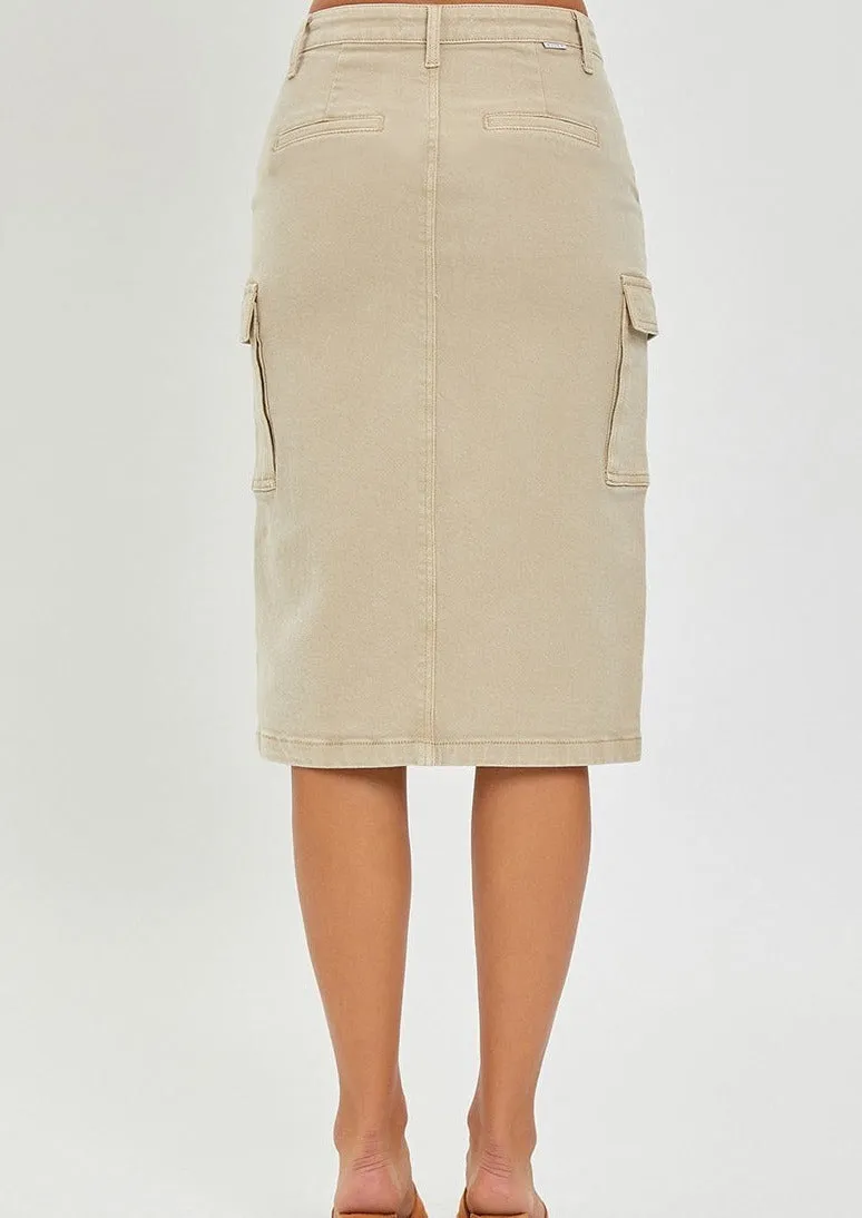 hirise midi cargo skirt