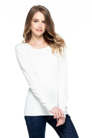 Ivory Scoop Neck Fitted Sweater