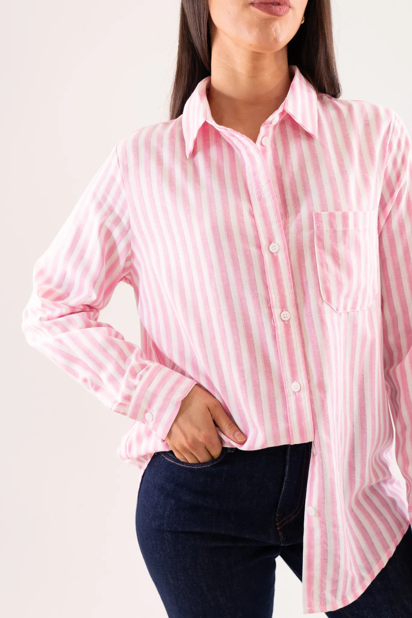 Kendra Stripe Shirt In Pink