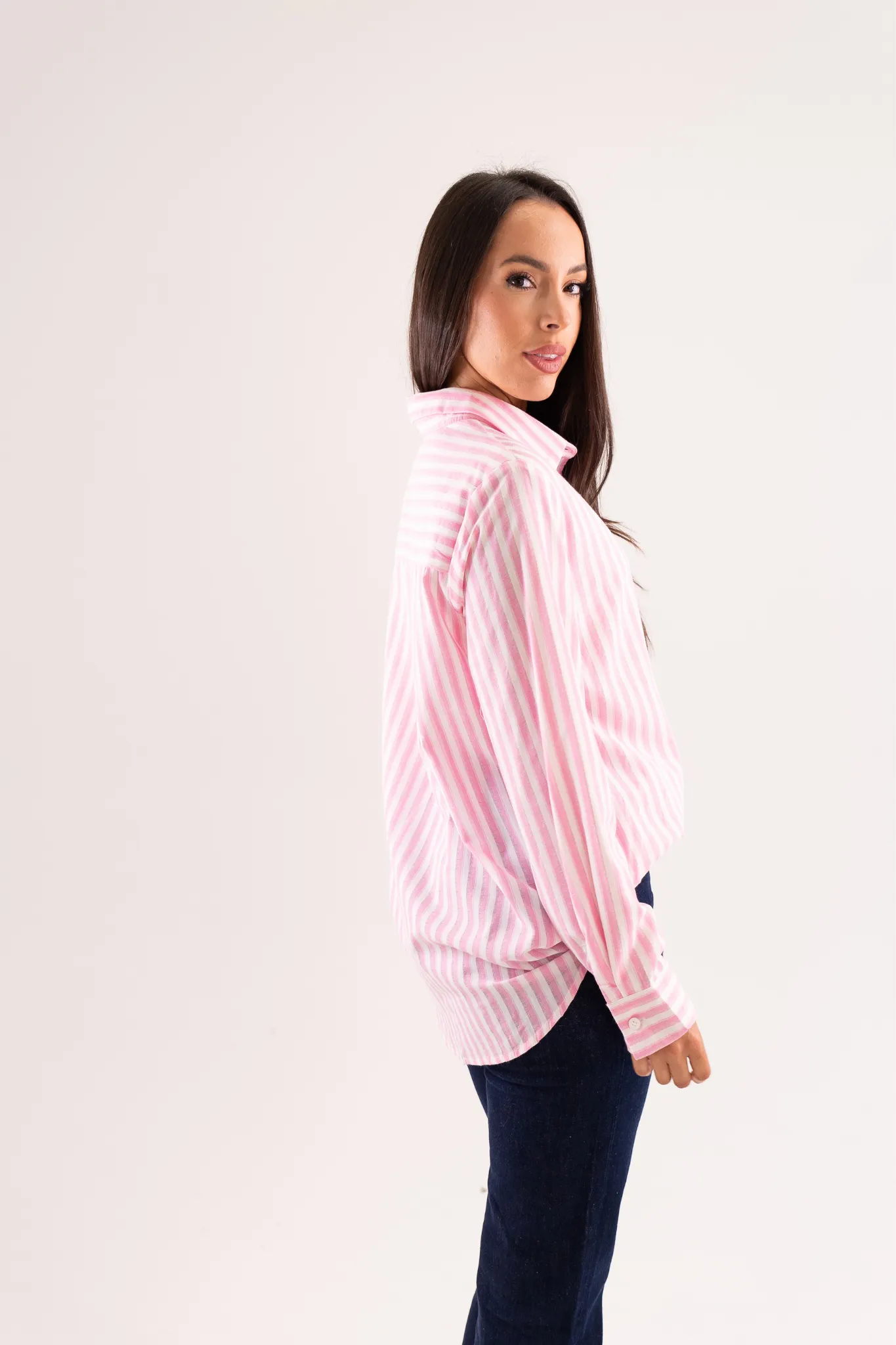 Kendra Stripe Shirt In Pink